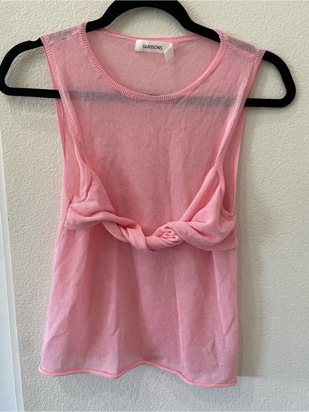 Glassons Light Pink Sheer Tie-Front Tank